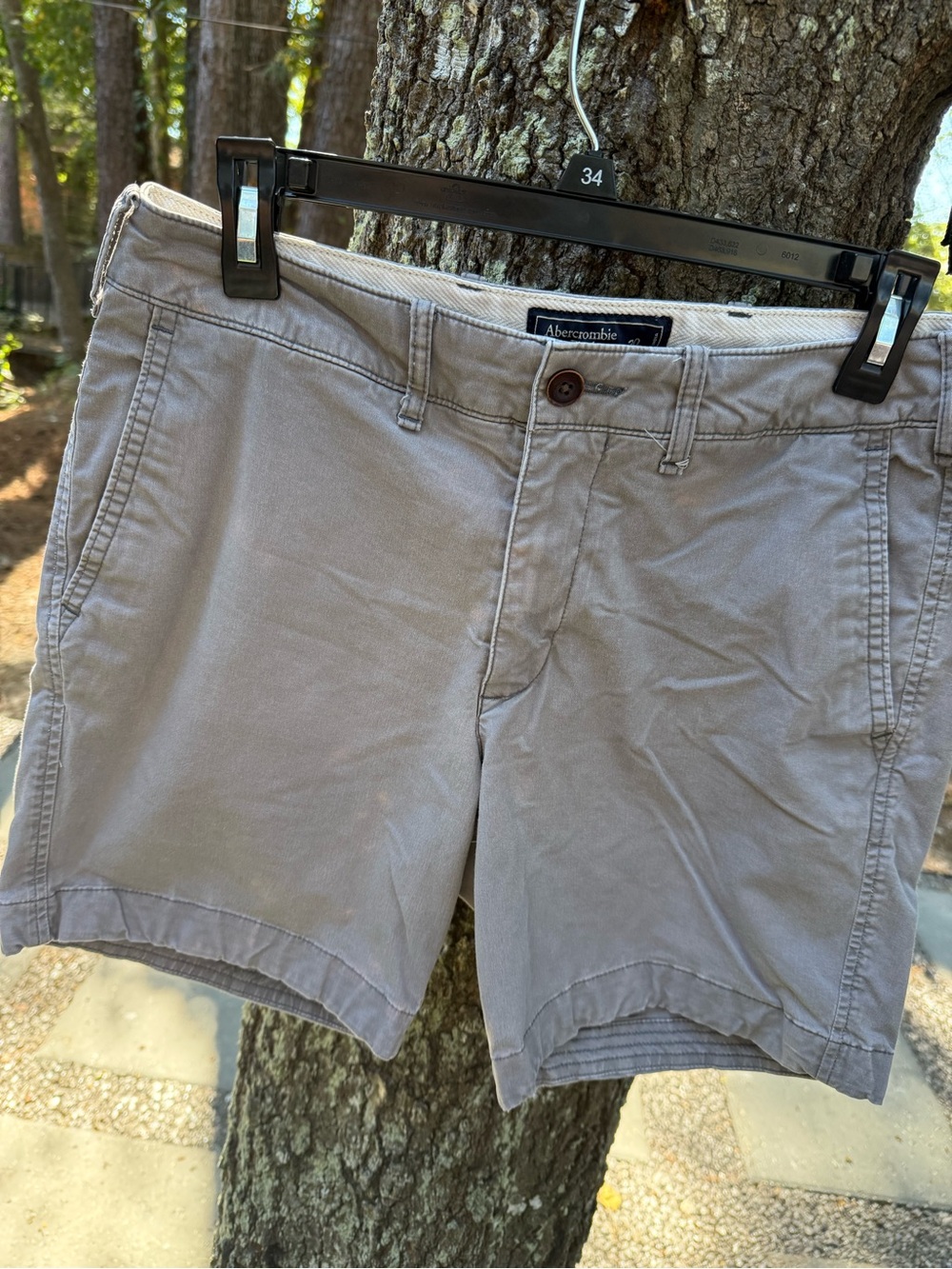 Abercrombie & Fitch Men's Grey Flat Front Chino Shorts
